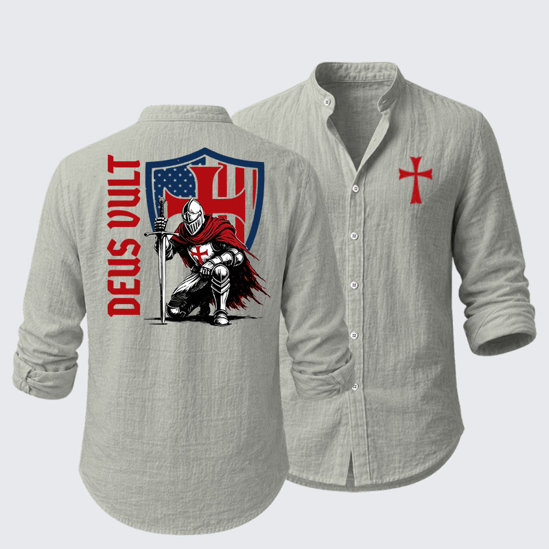 Templar Knight Crusader Deus Vult Resort Casual Shirt