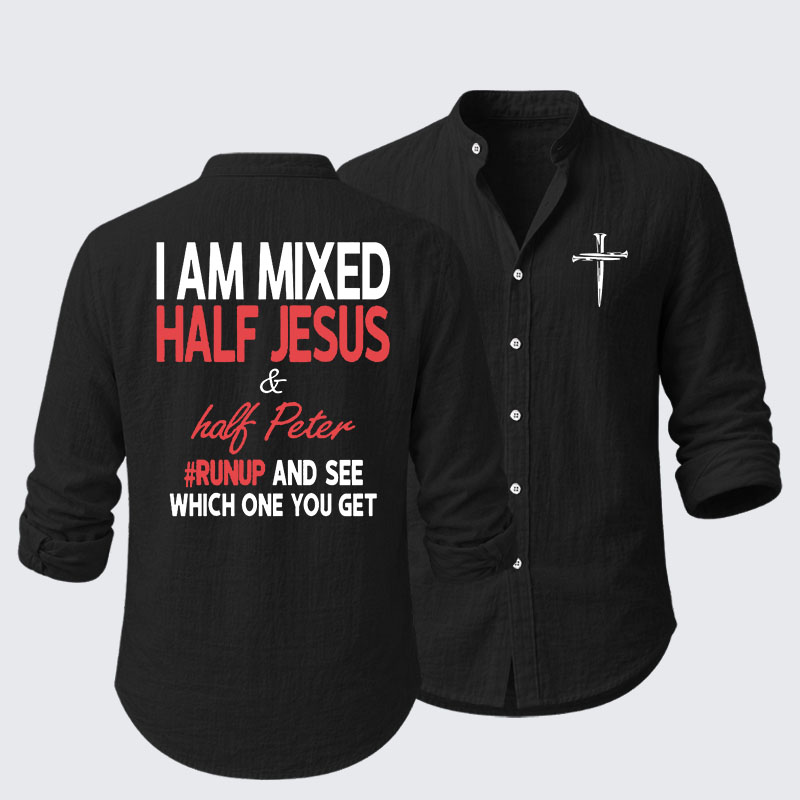 I Am Mixed Half Jesus & Half Peter Resort Casual Shirt