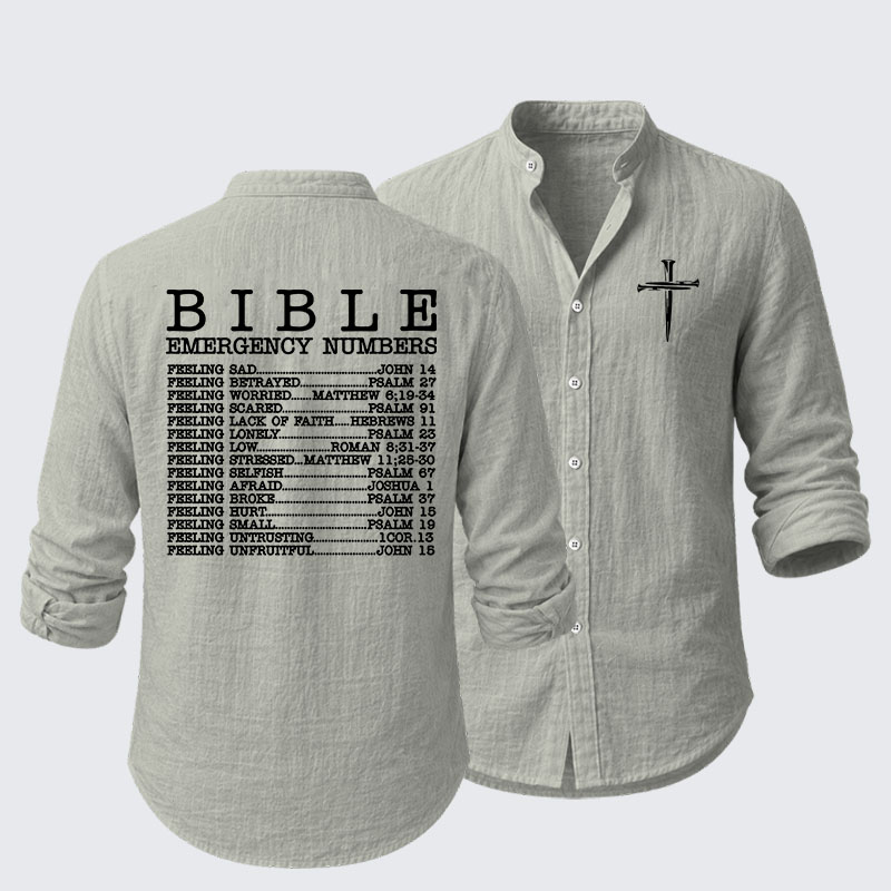 Bible Emergency Numbers Resort Casual Shirt