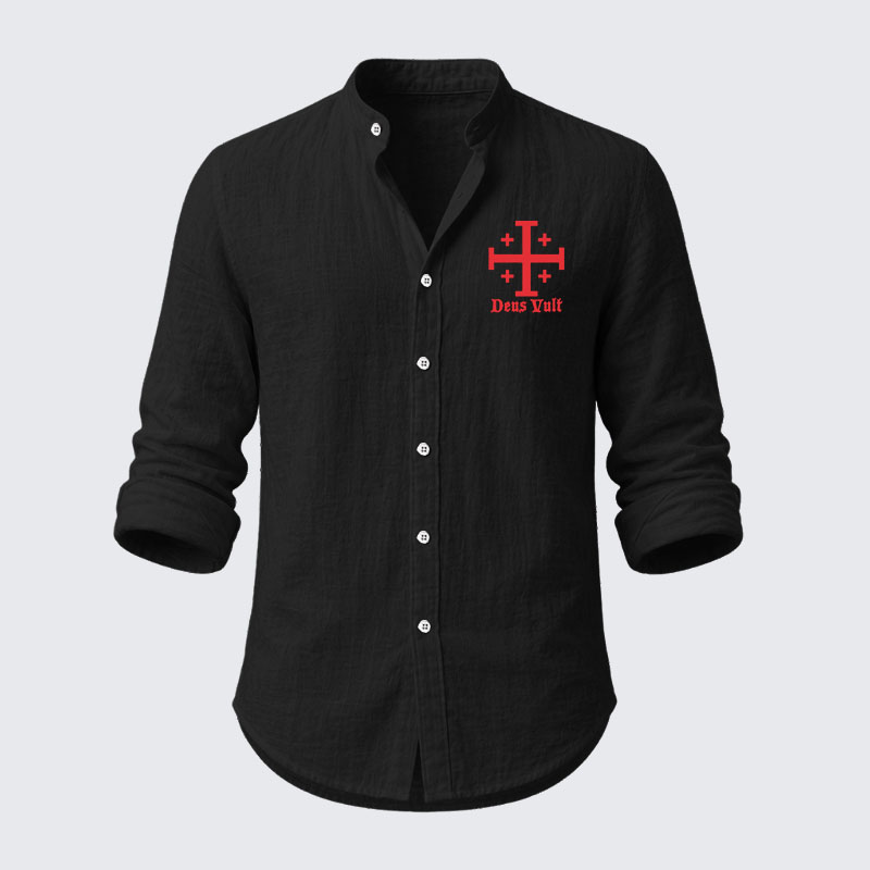 Jerusalem Cross Deus Vult Resort Casual Shirt