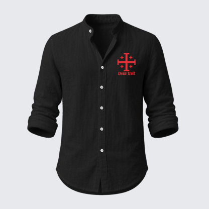 Jerusalem Cross Deus Vult Resort Casual Shirt