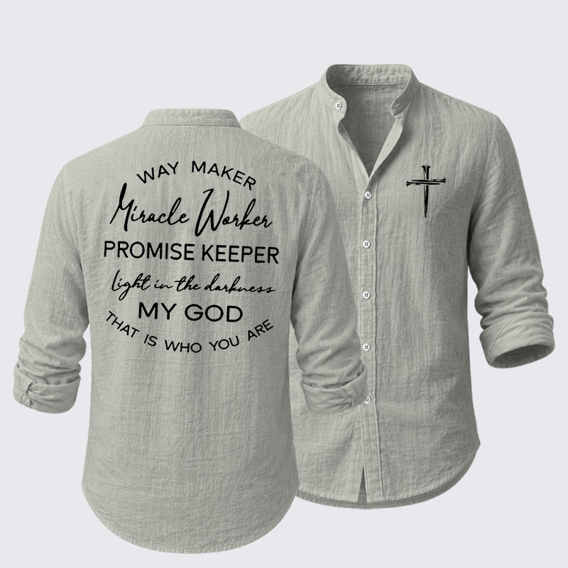 Way Maker Miracle Worker Promise Keeper Light In The Darkness My God That Is Who You Are Resort Casual Shirt