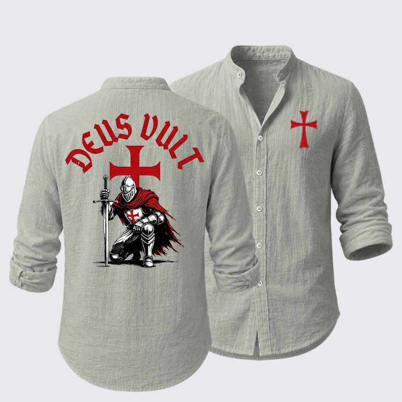 Templar Knight Crusader Deus Vult  Resort Casual Shirt