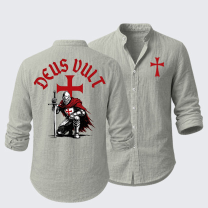 Templar Knight Crusader Deus Vult  Resort Casual Shirt