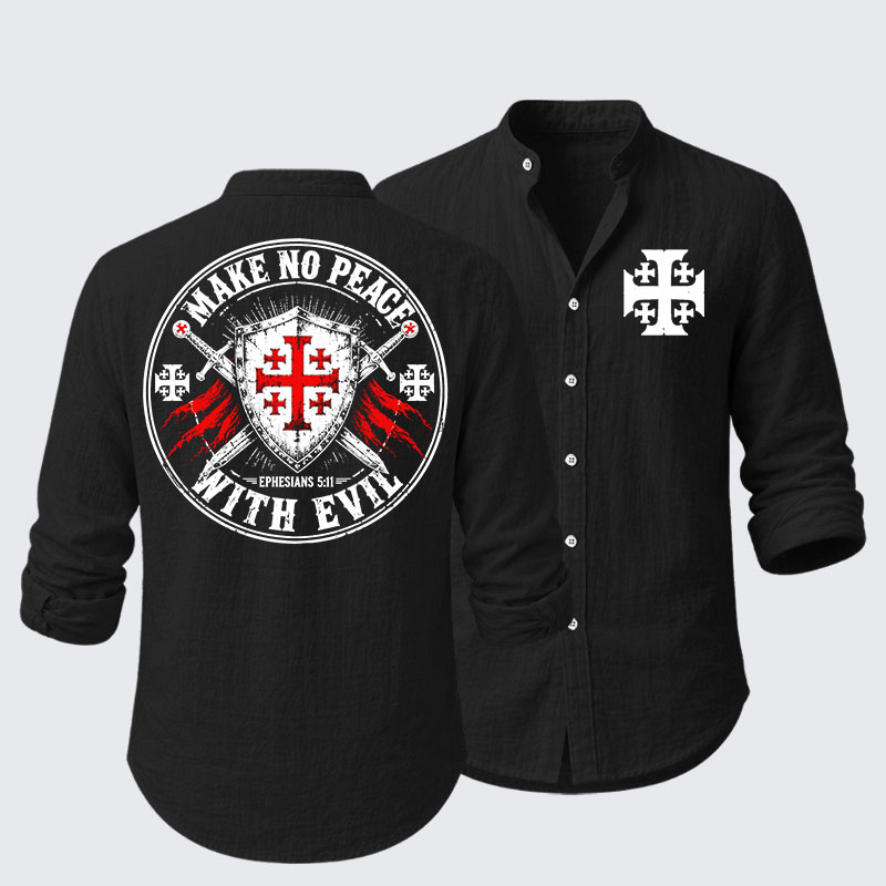 Make No Peace with Evil Knight Templar Jerusalem Cross Resort Casual Shirt