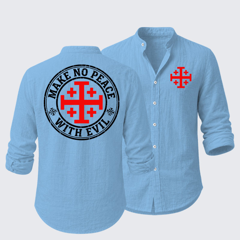 Make No Peace with Evil Knight Templar Jerusalem Cross Resort Casual Shirt