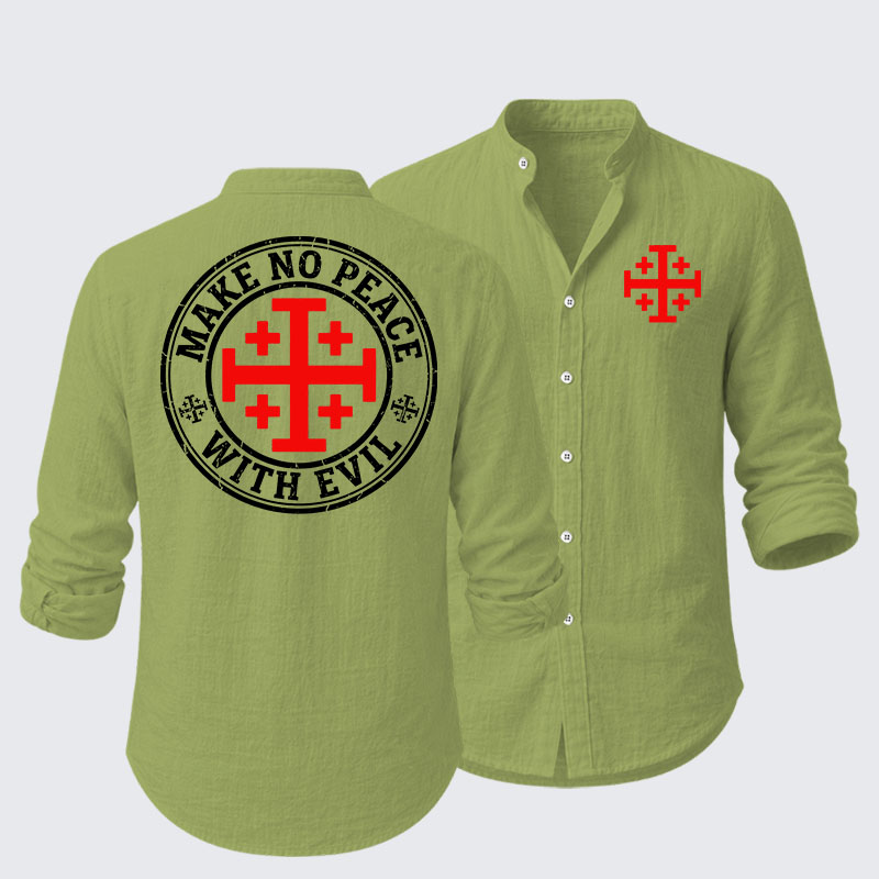 Make No Peace with Evil Knight Templar Jerusalem Cross Resort Casual Shirt