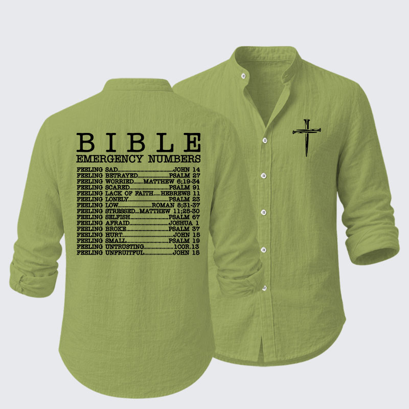 Bible Emergency Numbers Resort Casual Shirt