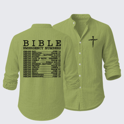 Bible Emergency Numbers Resort Casual Shirt