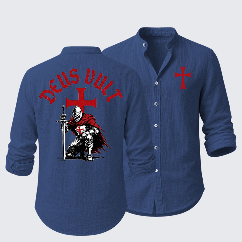 Templar Knight Crusader Deus Vult  Resort Casual Shirt