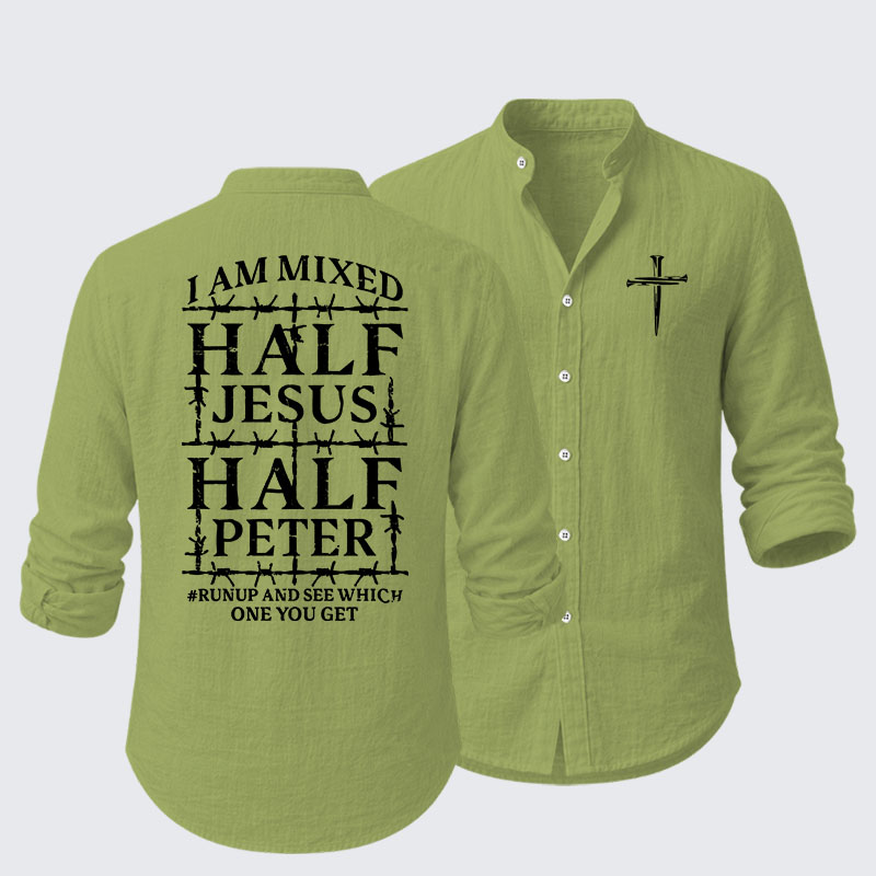  I Am Mixed Half Jesus And Half Peter Resort Casual Shirt