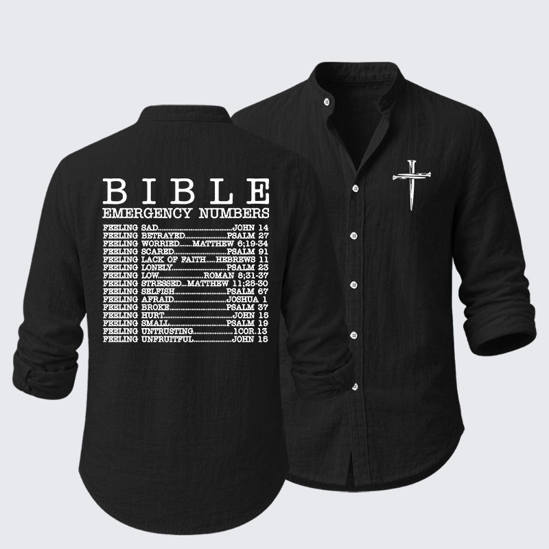 Bible Emergency Numbers Resort Casual Shirt