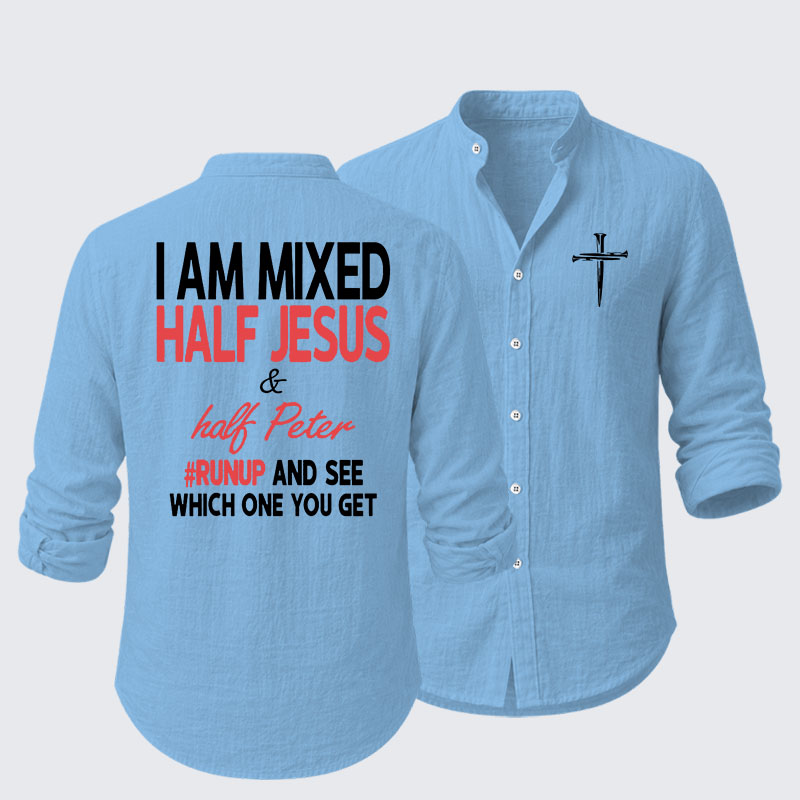 I Am Mixed Half Jesus & Half Peter Resort Casual Shirt