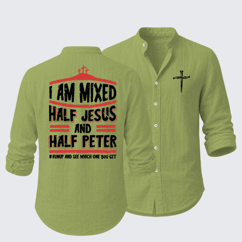 I Am Mixed Half Jesus And Half Peter Resort Casual Shirt