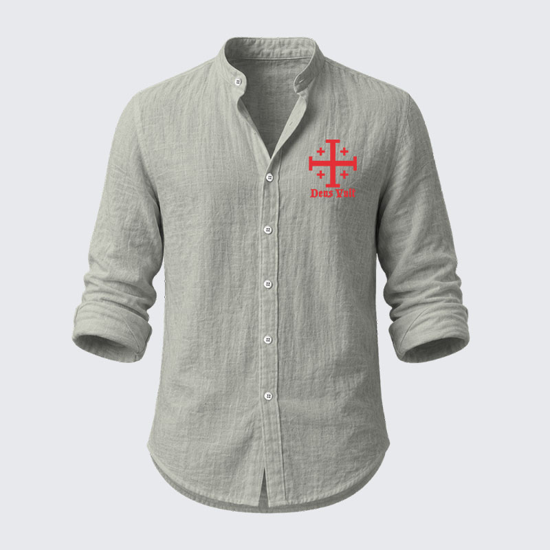 Jerusalem Cross Deus Vult Resort Casual Shirt