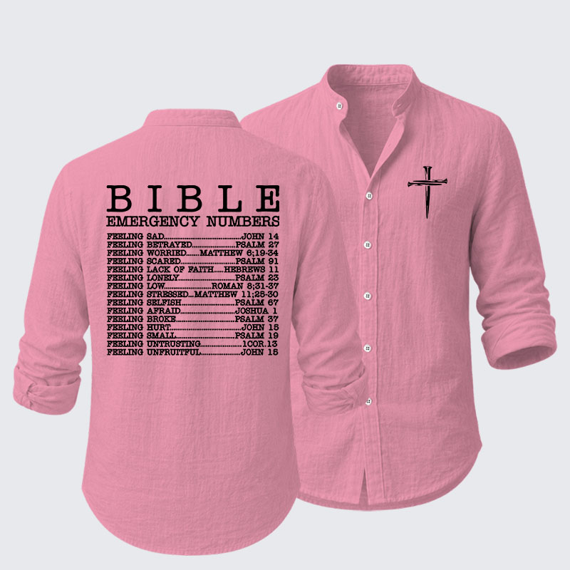 Bible Emergency Numbers Resort Casual Shirt