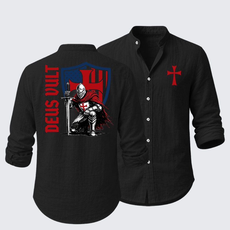 Templar Knight Crusader Deus Vult Resort Casual Shirt