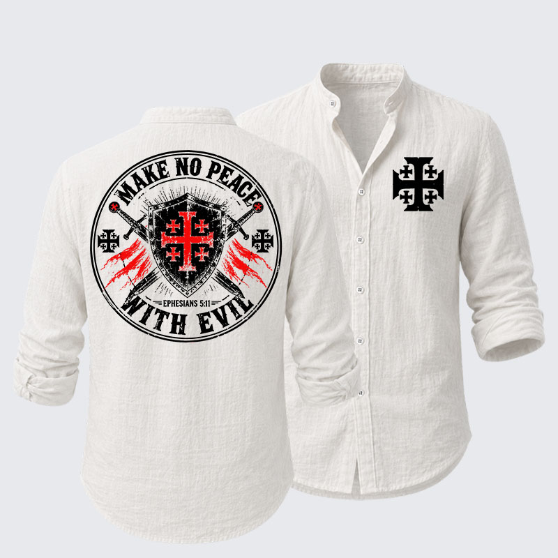 Make No Peace with Evil Knight Templar Jerusalem Cross Resort Casual Shirt
