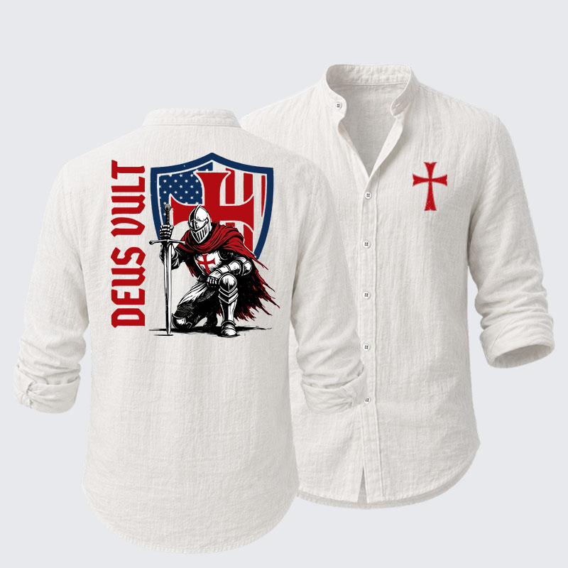 Templar Knight Crusader Deus Vult Resort Casual Shirt