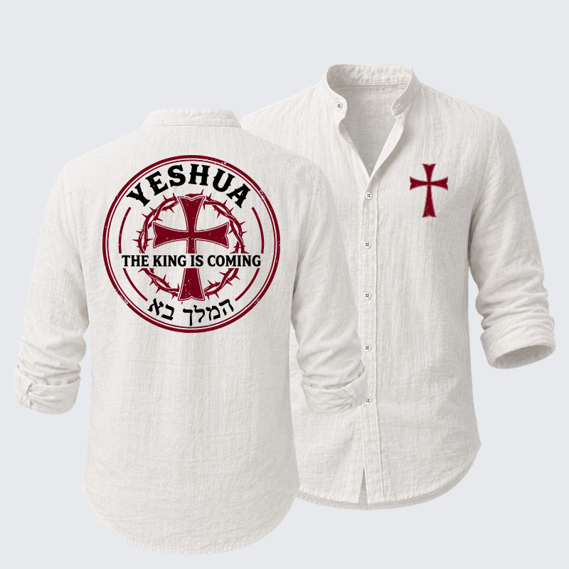 Yeshua The King Is Coming Hebrew Name Resort Casual Shirt
