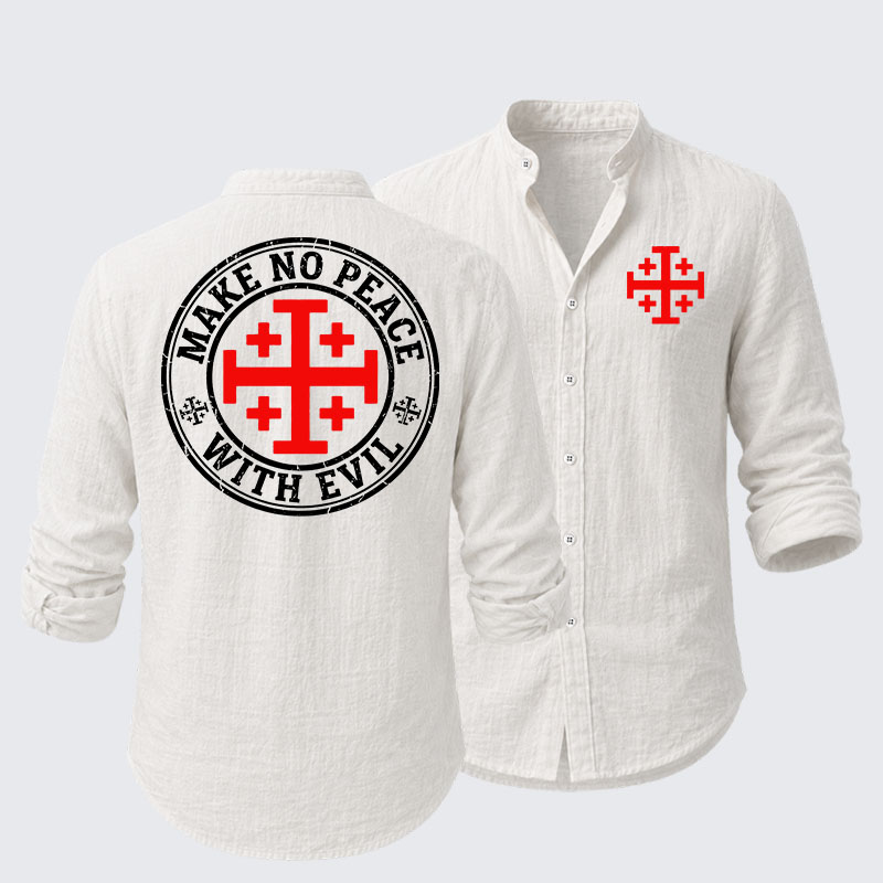 Make No Peace with Evil Knight Templar Jerusalem Cross Resort Casual Shirt