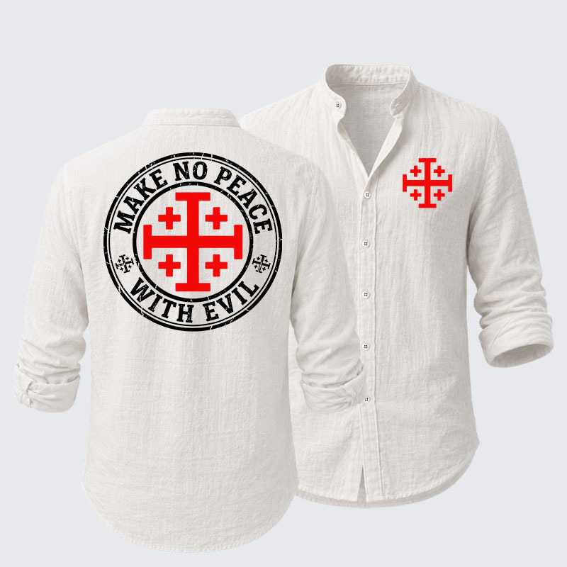 Make No Peace with Evil Knight Templar Jerusalem Cross Resort Casual Shirt
