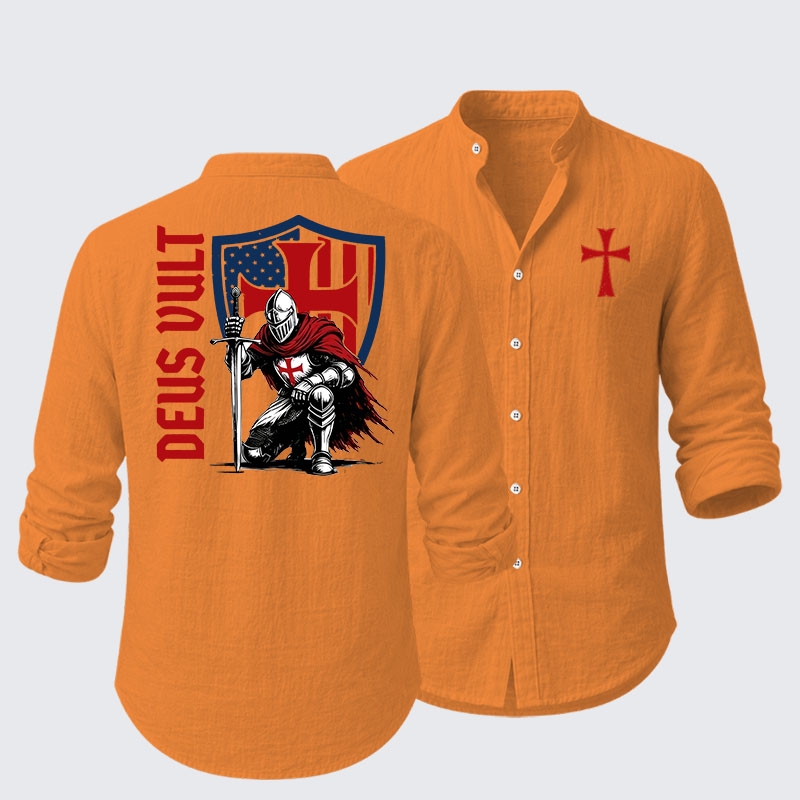 Templar Knight Crusader Deus Vult Resort Casual Shirt