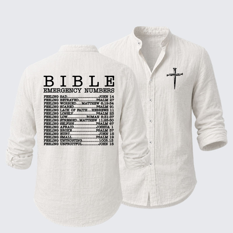 Bible Emergency Numbers Resort Casual Shirt