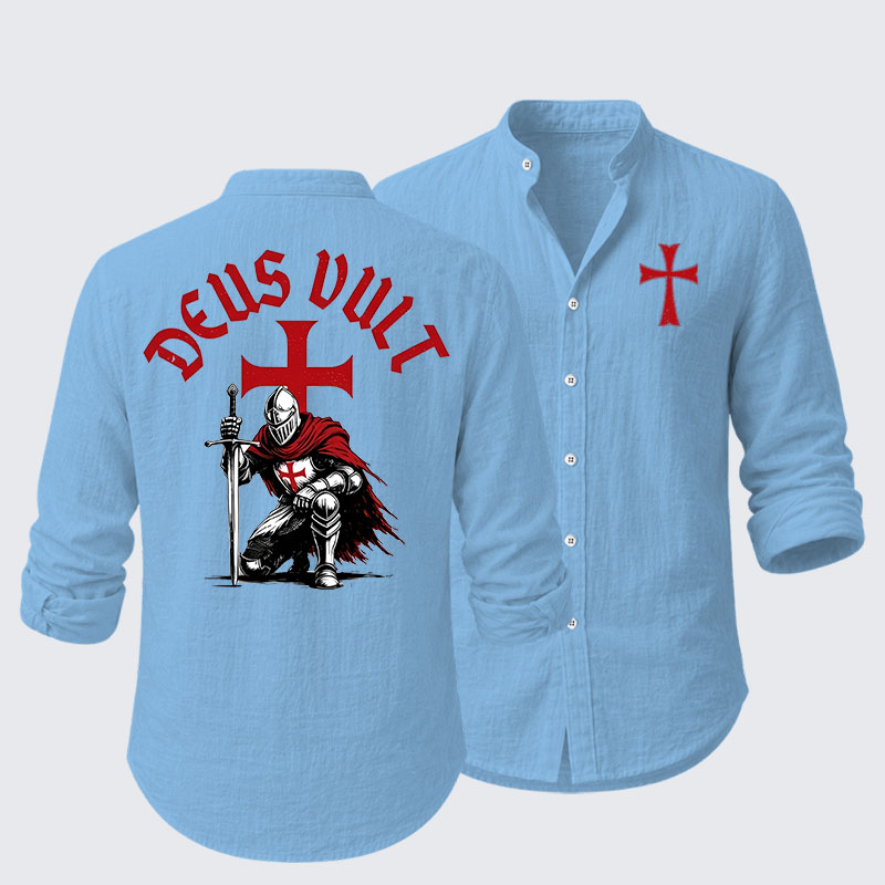 Templar Knight Crusader Deus Vult  Resort Casual Shirt