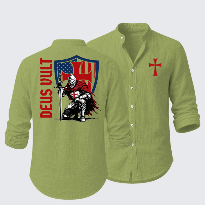 Templar Knight Crusader Deus Vult Resort Casual Shirt
