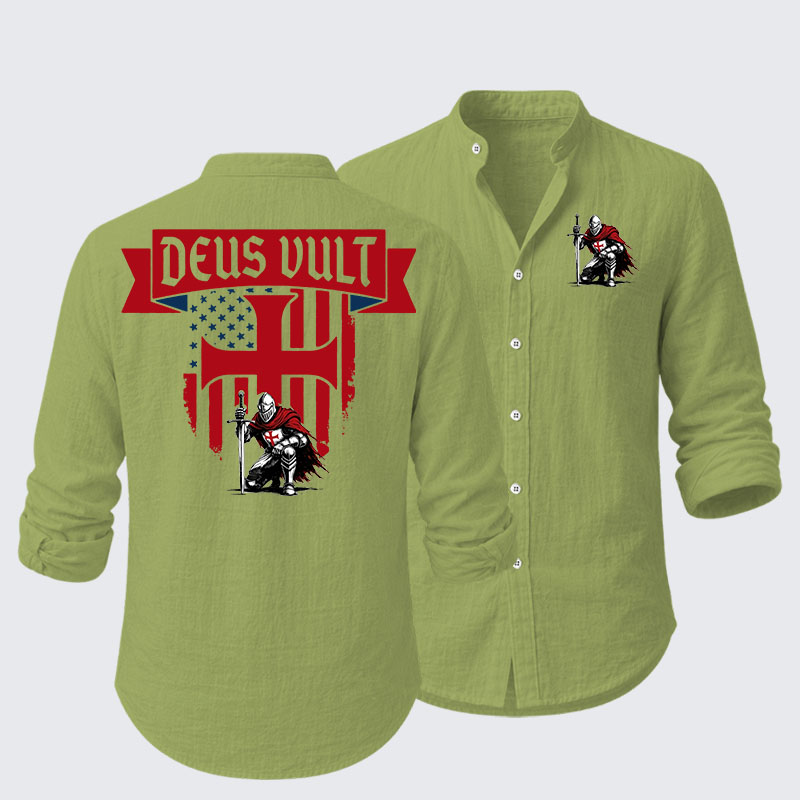Templar Knight Crusader Deus Vult Resort Casual Shirt
