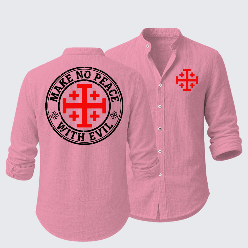 Make No Peace with Evil Knight Templar Jerusalem Cross Resort Casual Shirt