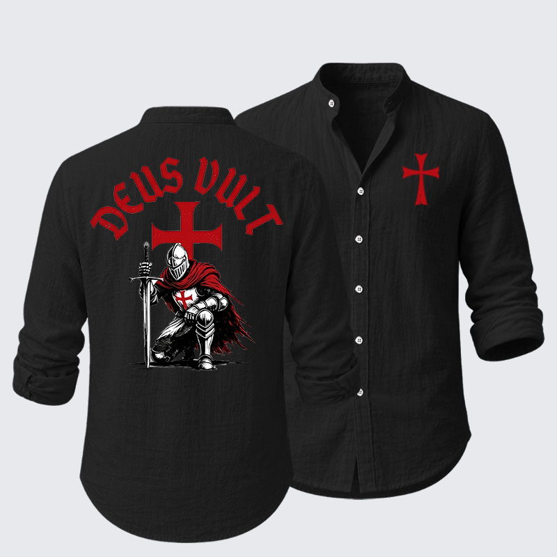 Templar Knight Crusader Deus Vult  Resort Casual Shirt