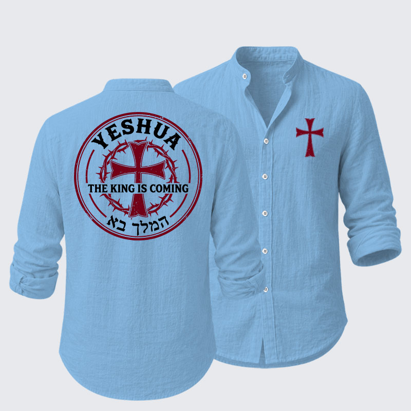 Yeshua The King Is Coming Hebrew Name Resort Casual Shirt