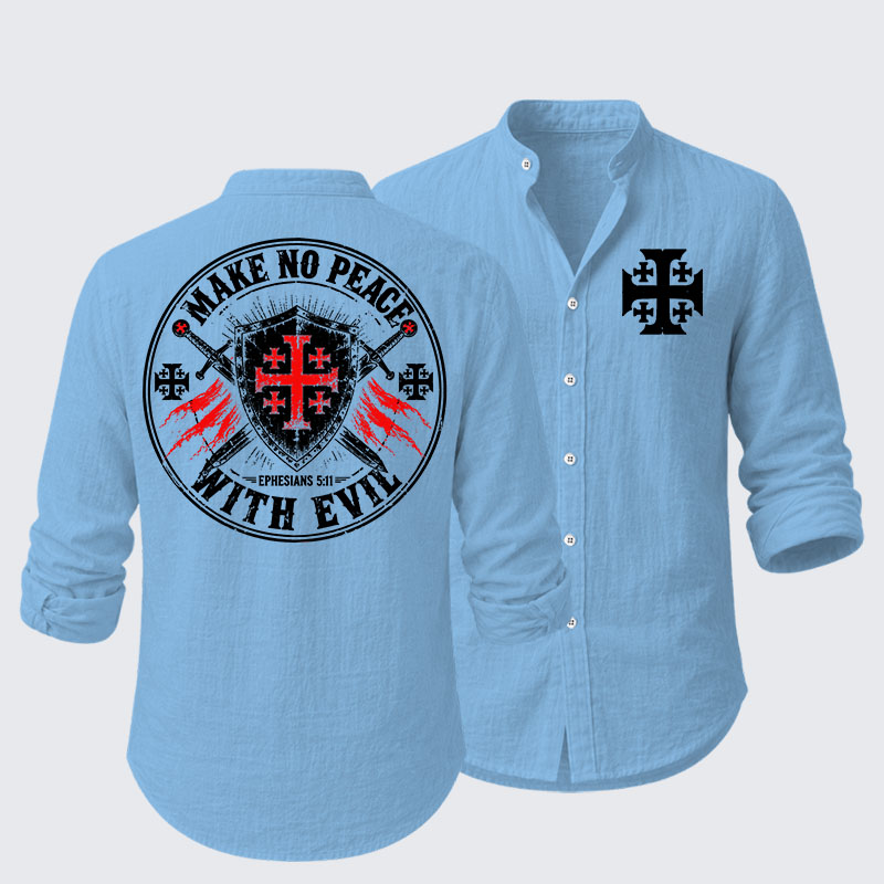 Make No Peace with Evil Knight Templar Jerusalem Cross Resort Casual Shirt