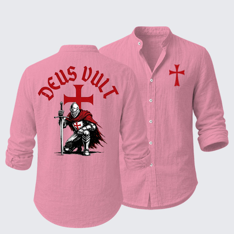 Templar Knight Crusader Deus Vult  Resort Casual Shirt