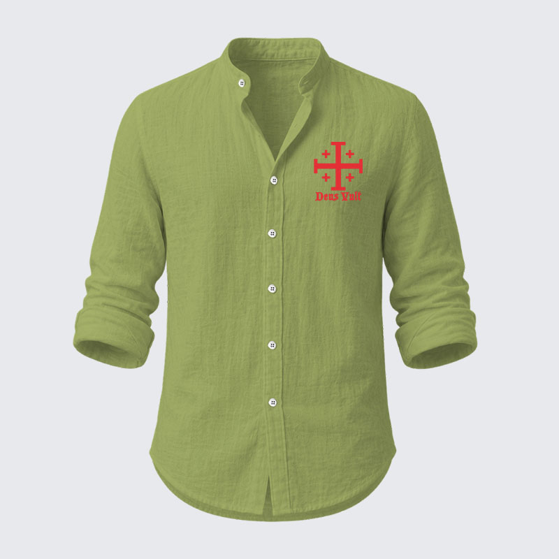 Jerusalem Cross Deus Vult Resort Casual Shirt