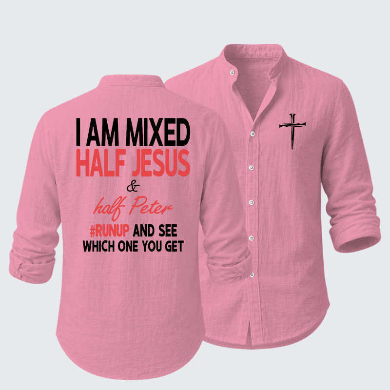 I Am Mixed Half Jesus & Half Peter Resort Casual Shirt