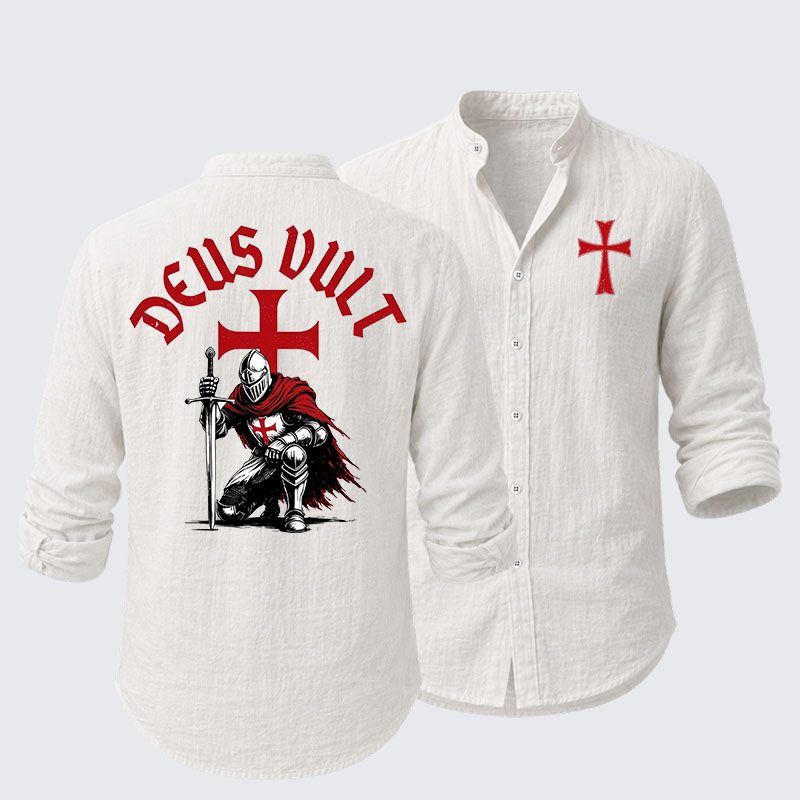 Templar Knight Crusader Deus Vult  Resort Casual Shirt