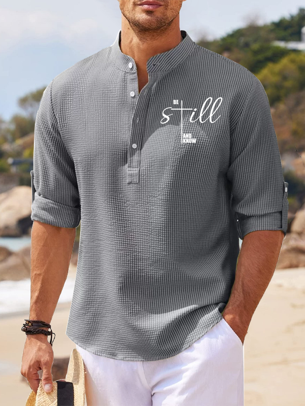 Be Still And Know Cross Jesus God Christian Simple Resort Casual Shirt