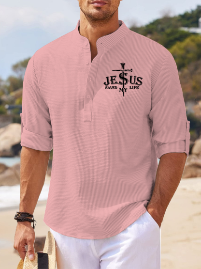 Jesus Saved My Life Jesus God Christian Simple Resort Casual Shirt