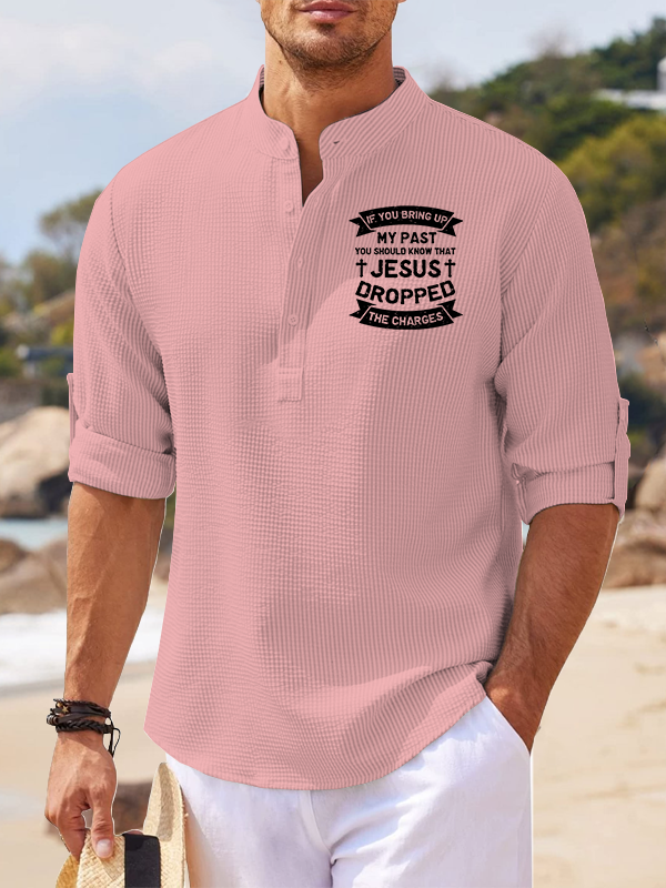 Jesus Dropped The Charges Jesus God Christian Simple Resort Casual Shirt