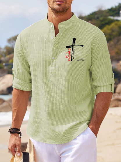 It Is Finished Jesus God Christian Simple Resort Casual Shirt