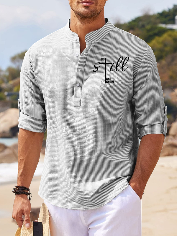 Be Still And Know Cross Jesus God Christian Simple Resort Casual Shirt