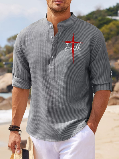 Red Cross Faith Jesus God Christian Simple Resort Casual Shirt