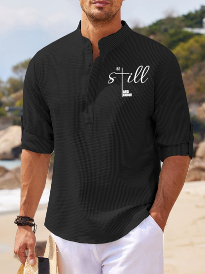 Be Still And Know Cross Jesus God Christian Simple Resort Casual Shirt