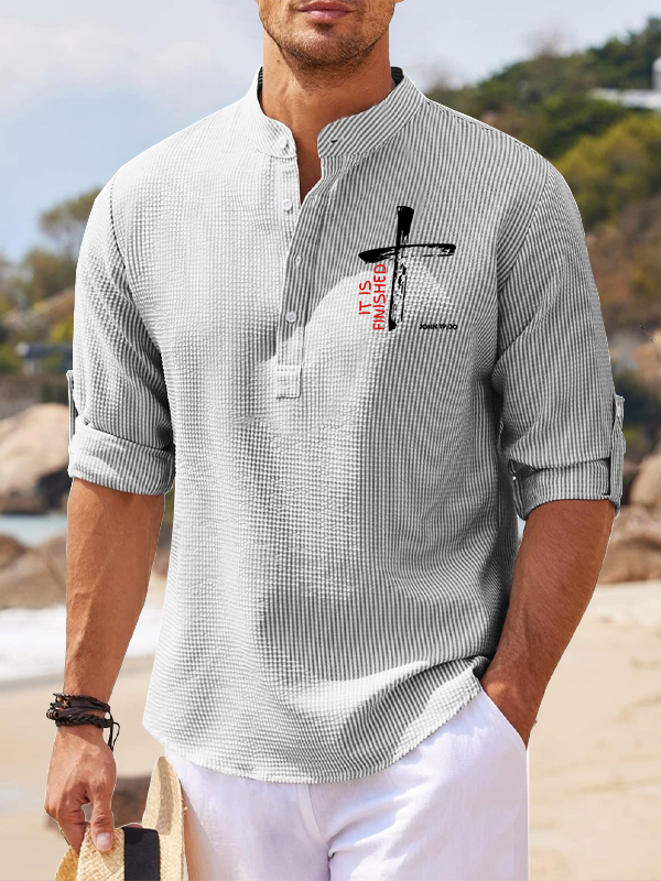 It Is Finished Jesus God Christian Simple Resort Casual Shirt
