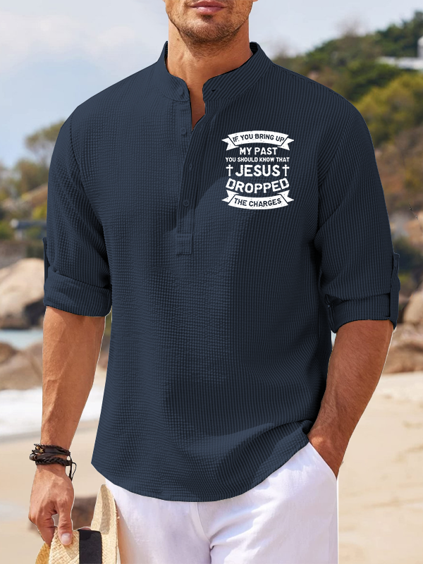 Jesus Dropped The Charges Jesus God Christian Simple Resort Casual Shirt