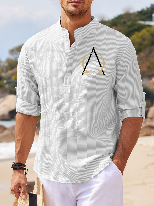 Alpha and Omega Jesus God Christian Simple Resort Casual Shirt