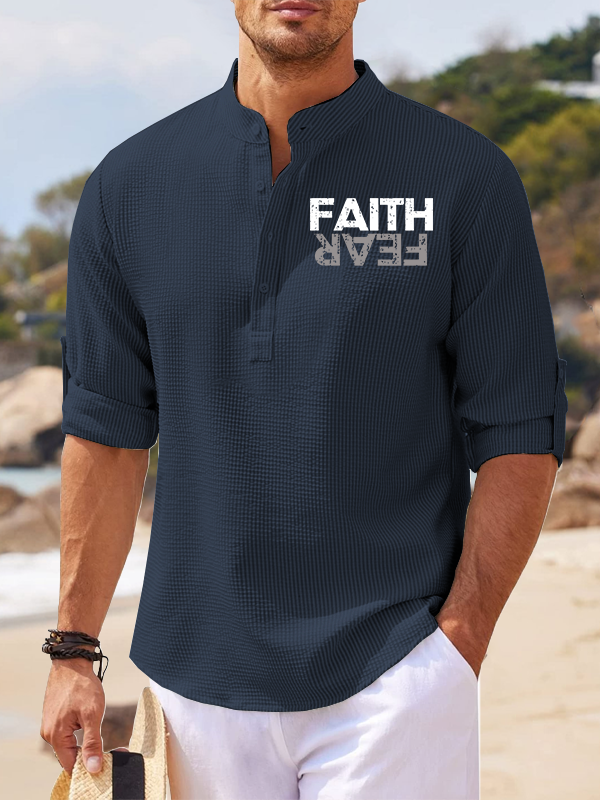 Faith Fear Jesus God Christian Simple Resort Casual Shirt
